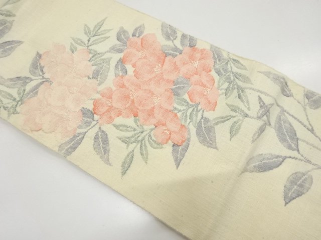 JAPANESE KIMONO / HANDWOVEN MAWATA TSUMUGI BRANCH FLOWER PATTERN WEAVE